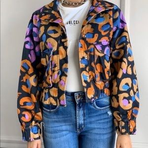 Farm Rio patchwork raglan jacket.